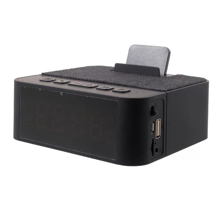 X31 Cloth Coated Large LED Display Clock Bluetooth Speaker Support FM / TF Card / U Disk / Aux-in - Black