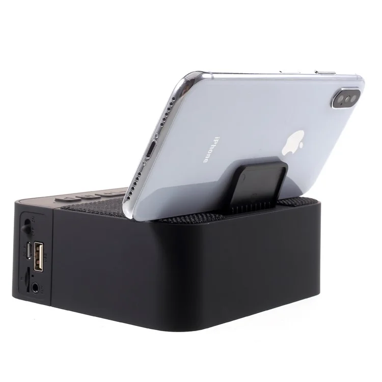 X31 Cloth Coated Large LED Display Clock Bluetooth Speaker Support FM / TF Card / U Disk / Aux-in - Black