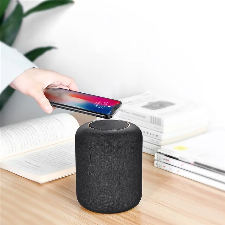 BASEUS Encok E50 Smart Wireless Charging Pad + Double-tweeter Bluetooth 4.2 Speaker Support Aux-in (Not Support FOD Function)