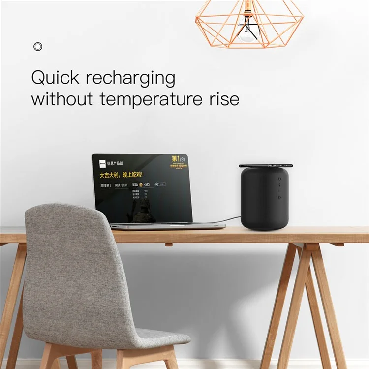 BASEUS Encok E50 Smart Wireless Charging Pad + Double-tweeter Bluetooth 4.2 Speaker Support Aux-in (Not Support FOD Function)