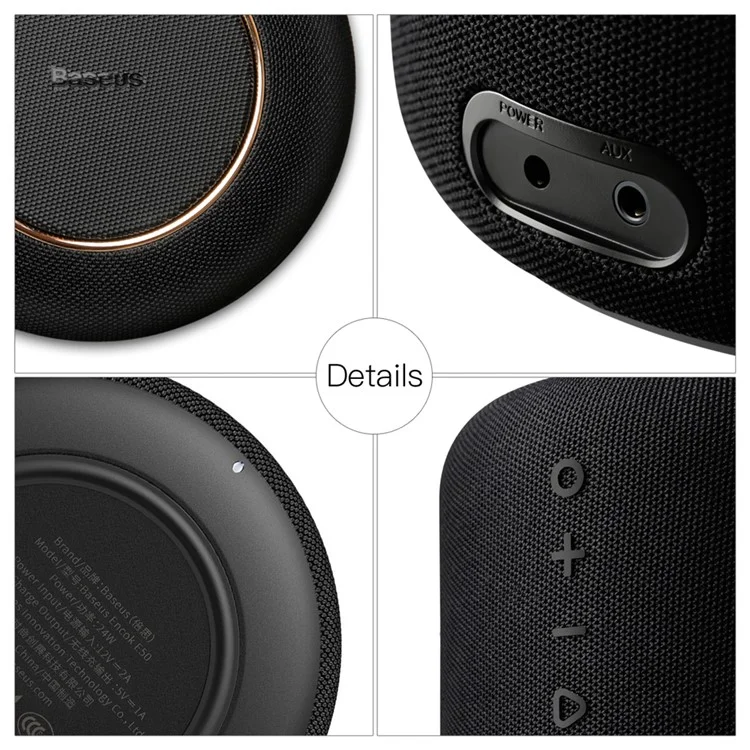 BASEUS Encok E50 Smart Wireless Charging Pad + Double-tweeter Bluetooth 4.2 Speaker Support Aux-in (Not Support FOD Function)