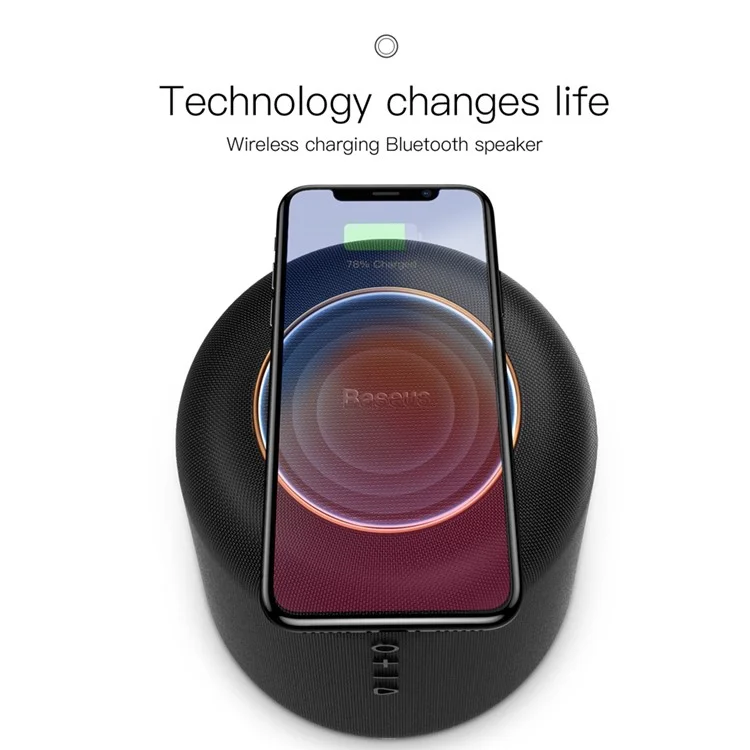 BASEUS Encok E50 Smart Wireless Charging Pad + Double-tweeter Bluetooth 4.2 Speaker Support Aux-in (Not Support FOD Function)
