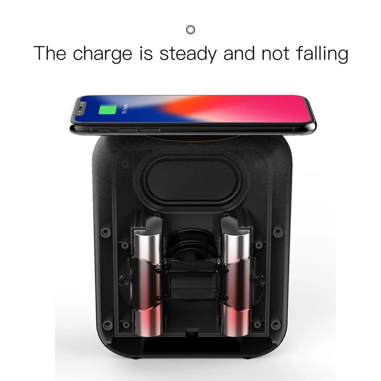 BASEUS Encok E50 Smart Wireless Charging Pad + Double-tweeter Bluetooth 4.2 Speaker Support Aux-in (Not Support FOD Function)