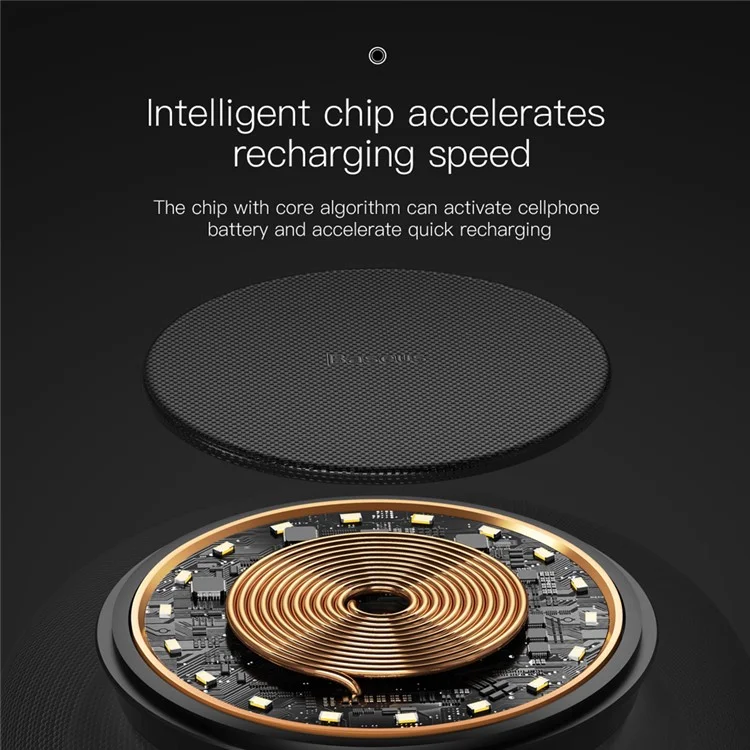 BASEUS Encok E50 Smart Wireless Charging Pad + Double-tweeter Bluetooth 4.2 Speaker Support Aux-in (Not Support FOD Function)