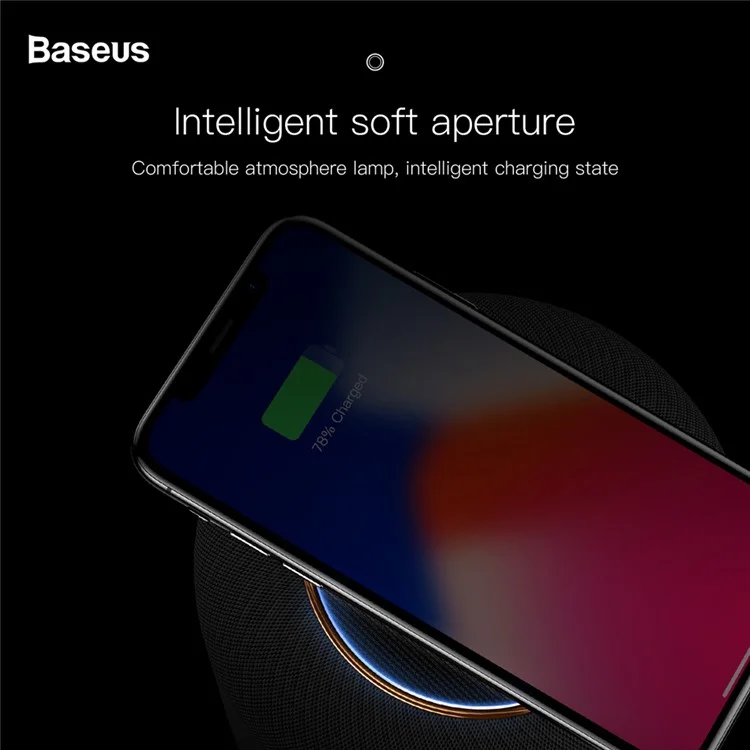 BASEUS Encok E50 Smart Wireless Charging Pad + Double-tweeter Bluetooth 4.2 Speaker Support Aux-in (Not Support FOD Function)