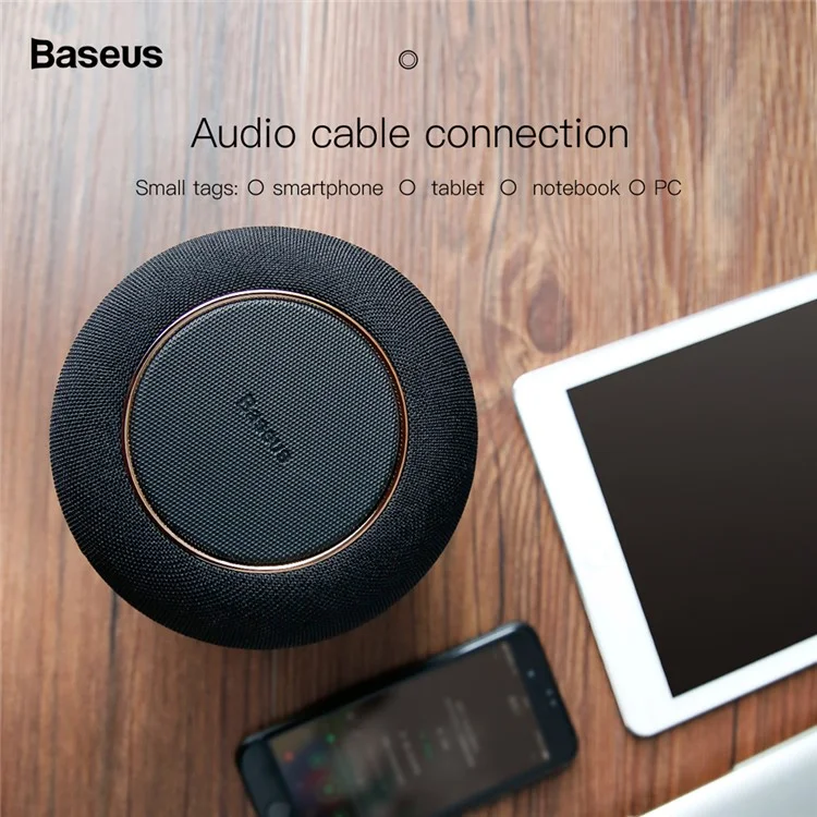 BASEUS Encok E50 Smart Wireless Charging Pad + Double-tweeter Bluetooth 4.2 Speaker Support Aux-in (Not Support FOD Function)