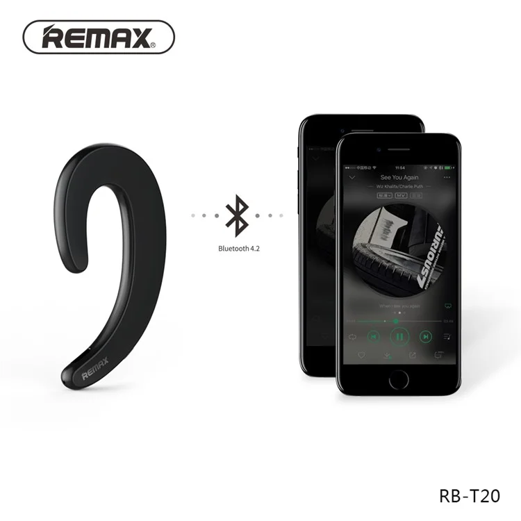 REMAX T20 Wireless Bluetooth 4.1 Headphone Earphone for iPhone Samsung Etc. - Black