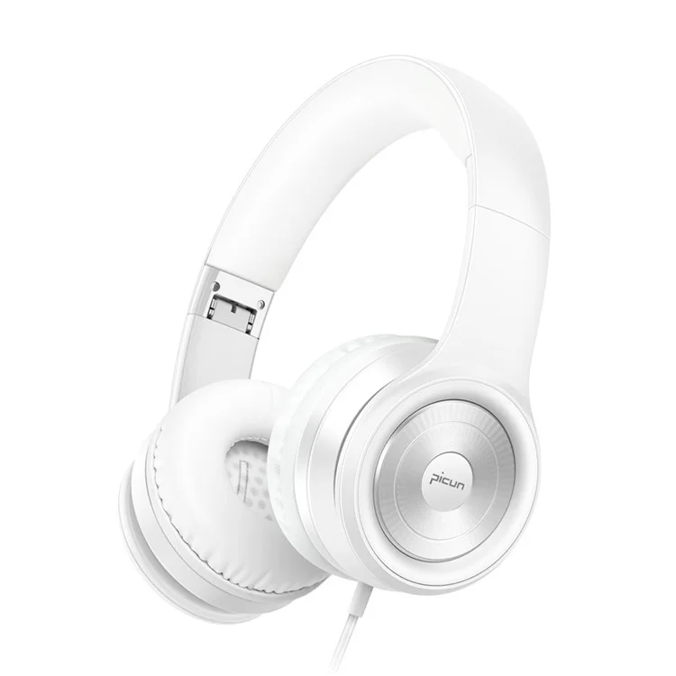 PICUN C26 3.5mm Over Ear Wired Headphone Build-in Mic for iPhone Samsung Xiaomi Etc. - White