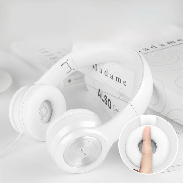 PICUN C26 3.5mm Over Ear Wired Headphone Build-in Mic for iPhone Samsung Xiaomi Etc. - White