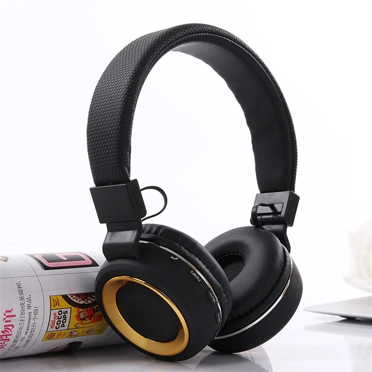 Foldable Metal Stereo Sports Over-ear Bluetooth 4.1 Earphone Support TF Card/FM - Black / Gold