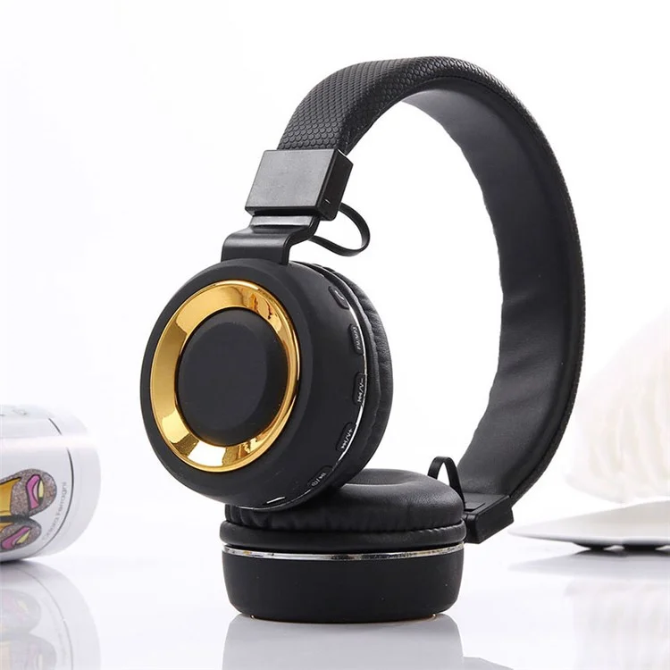 Foldable Metal Stereo Sports Over-ear Bluetooth 4.1 Earphone Support TF Card/FM - Black / Gold