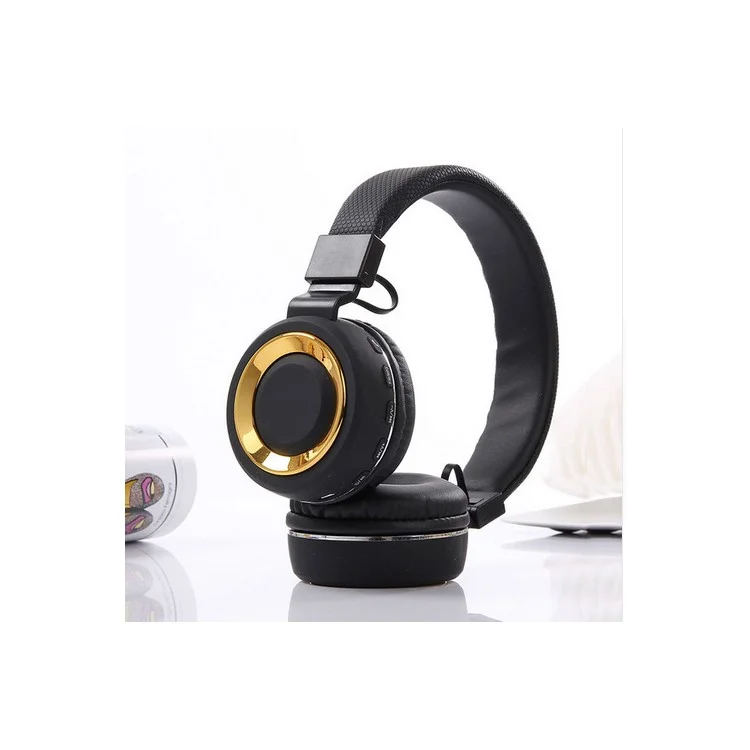 Foldable Metal Stereo Sports Over-ear Bluetooth 4.1 Earphone Support TF Card/FM - Black / Gold