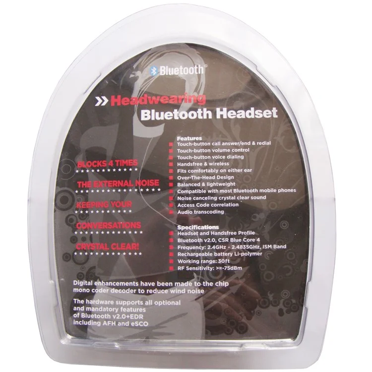 Head-wearing Wireless Headset Headband Chatting Bluetooth Headphone with Mic