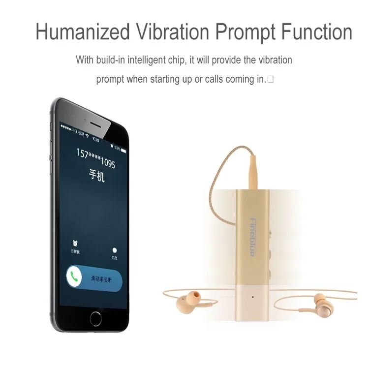 FINEBLUE W688 Collar Clip-on Bluetooth Earphone with 3.5mm Jack - Gold