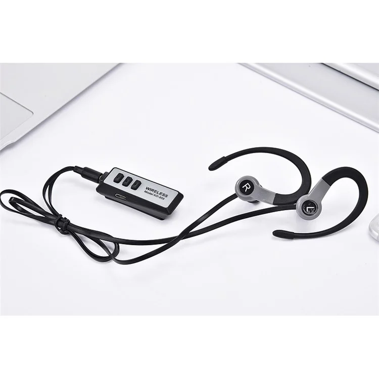 KD859A Hands-free Bluetooth Sports Earhook Headphone for iPhone Samsung Huawei Etc. - Black