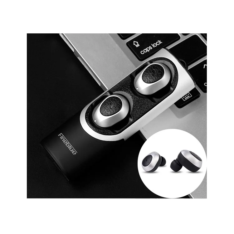 FINEBLUE RWS-X8 Bluetooth 5.0 Wireless Business Stereo Headset - Black / Silver