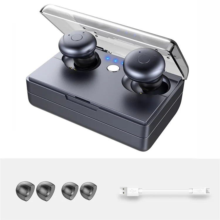 JOYROOM E20 Wireless Mini Stereo Binaural Bluetooth Earphones Built-in Mic with Charging Case - Black Blue