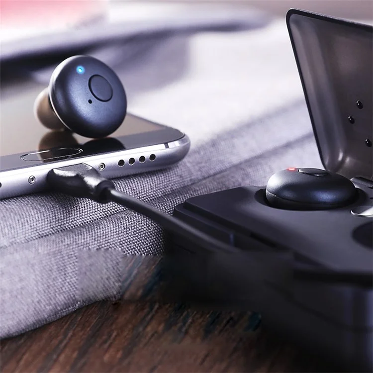 JOYROOM E20 Wireless Mini Stereo Binaural Bluetooth Earphones Built-in Mic with Charging Case - Black Blue