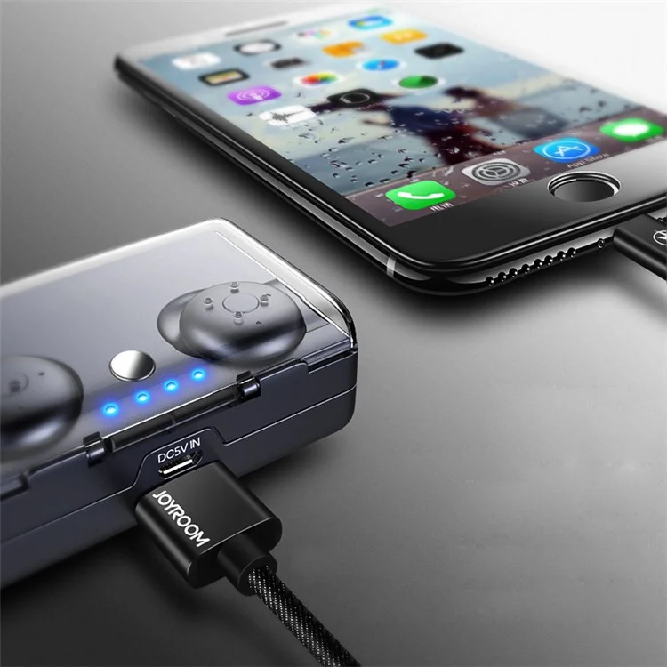 JOYROOM E20 Wireless Mini Stereo Binaural Bluetooth Earphones Built-in Mic with Charging Case - Black Blue