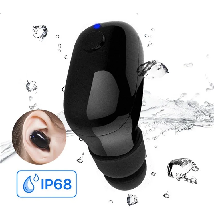 IP68 Waterproof Wireless Bluetooth 4.1 Single Track Earphone for iPhone Samsung Xiaomi etc - Black