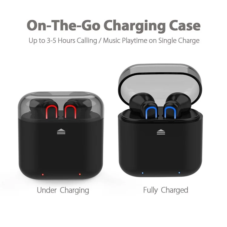 TWS True Wireless Bluetooth 4.2 Mini Sports In-ear Earphones + Charging Box - Black