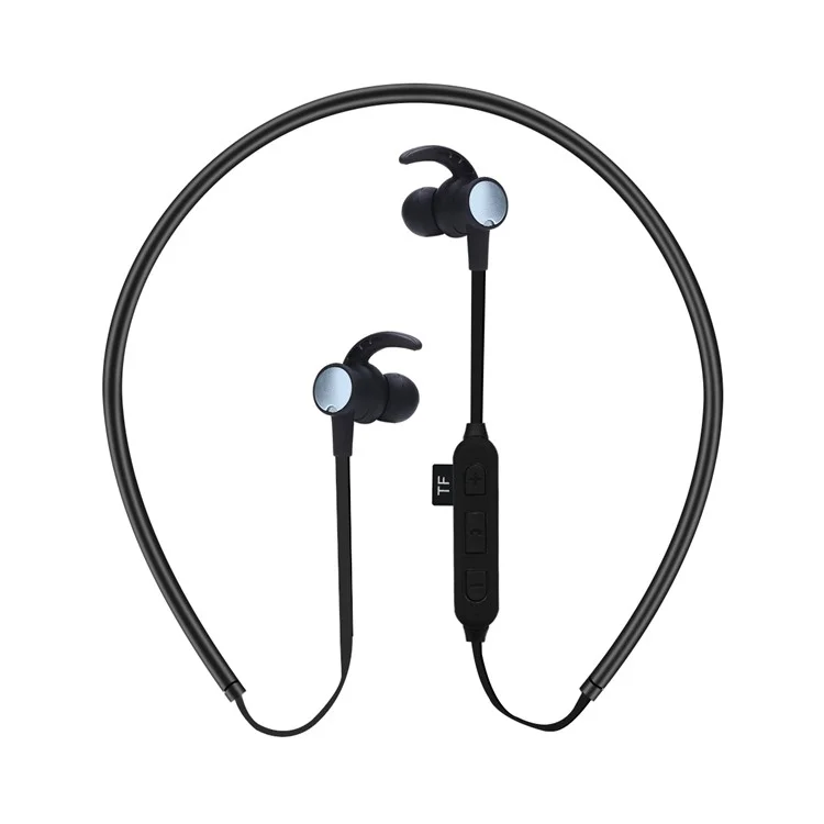 ST-K4 Magnetic Attraction In-ear Bluetooth Neckband Headset Support TF Card for iPhone Samsung Huawei Etc. - Black