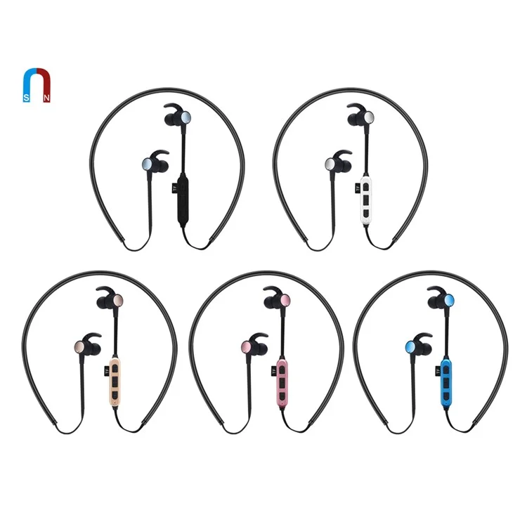 ST-K4 Magnetic Attraction In-ear Bluetooth Neckband Headset Support TF Card for iPhone Samsung Huawei Etc. - Black