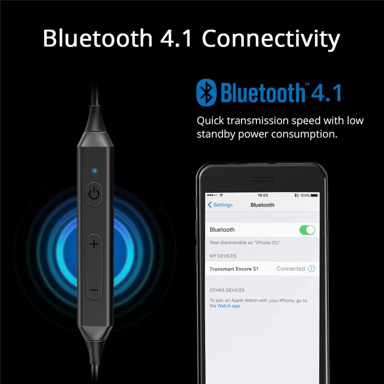 TRONSMART Encore S1 Magnetic Bluetooth In-ear Earphone with Mic