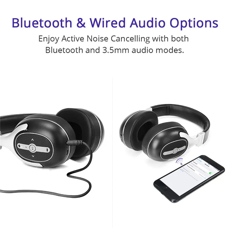 TRONSMART Encore S6 Active Noise Cancelling Bluetooth Headphones with Mic & 3.5mm Jack for iPhone Samsung etc