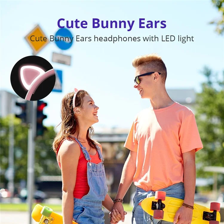 TRONSMART Bunny Ears Bluetooth Headphones with LED Light