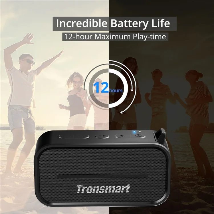 TRONSMART Element T2 Outdoor Water Resistant Bluetooth Speaker Support TF Card / Aux-input
