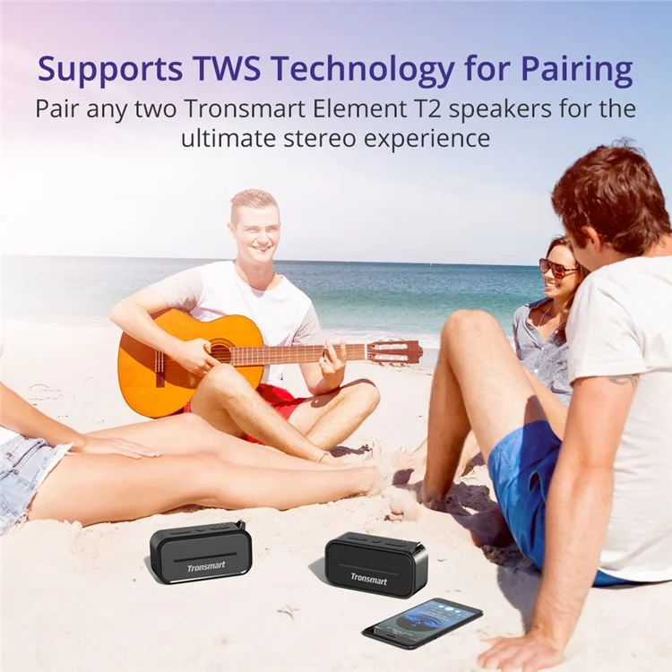 TRONSMART Element T2 Outdoor Water Resistant Bluetooth Speaker Support TF Card / Aux-input