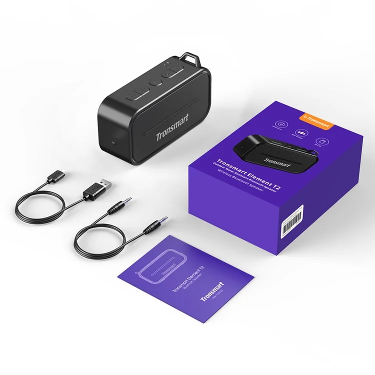 TRONSMART Element T2 Outdoor Water Resistant Bluetooth Speaker Support TF Card / Aux-input