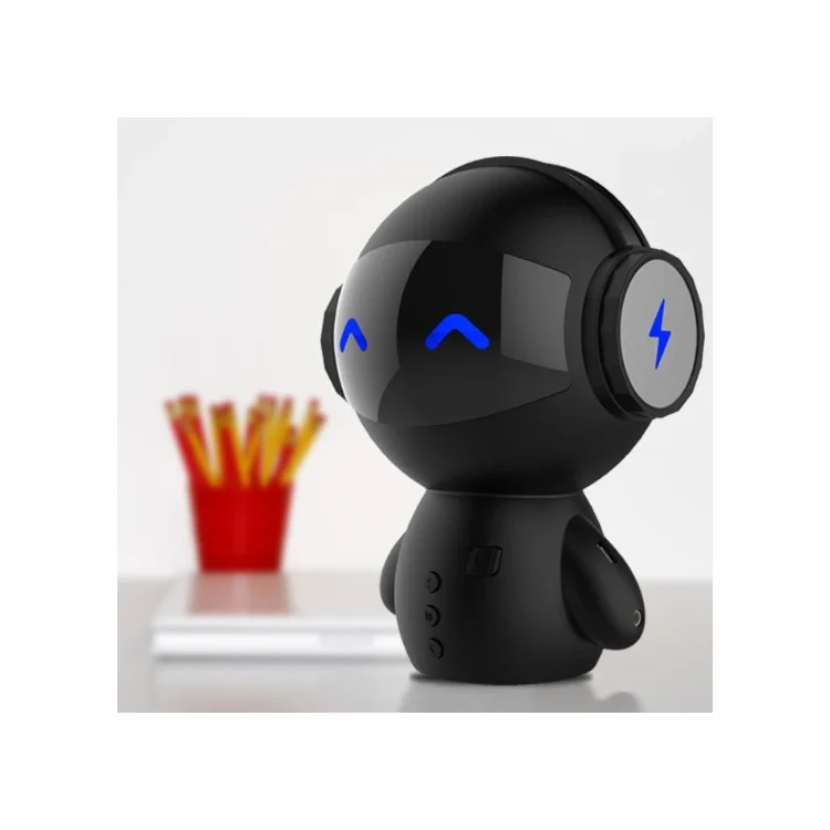 Black - Portable Robot Shape Stereo Wireless Bluetooth Speaker + Power Bank 2-in-1 with TF Card Slot for iPhone Samsung