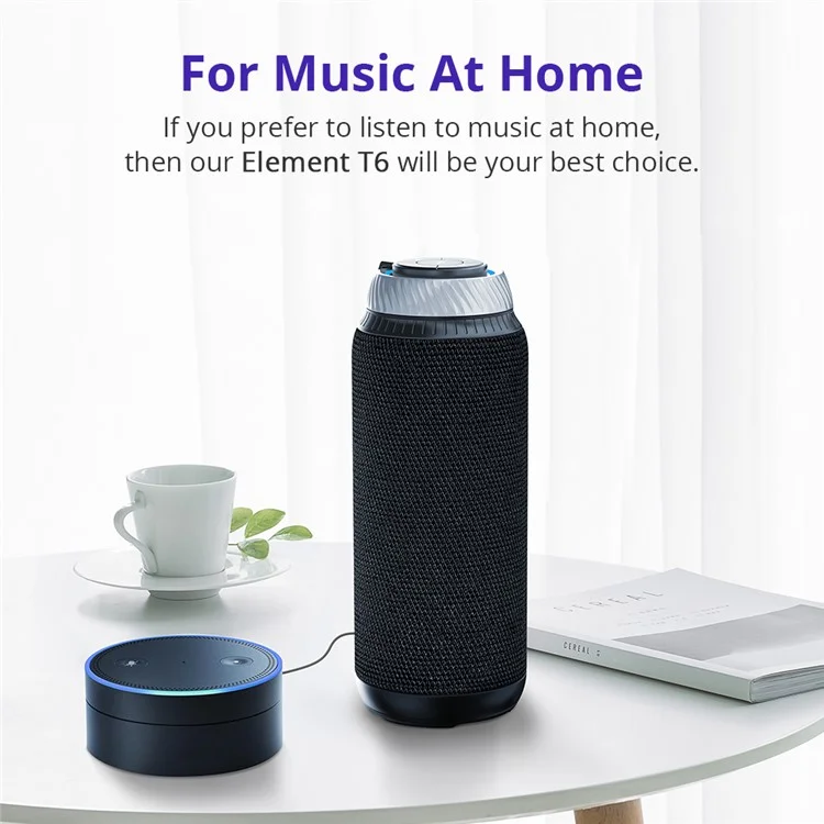 TRONSMART Element T6 DSP Sound Bluetooth Wireless Speaker Supports Aux-input with Mic - Black