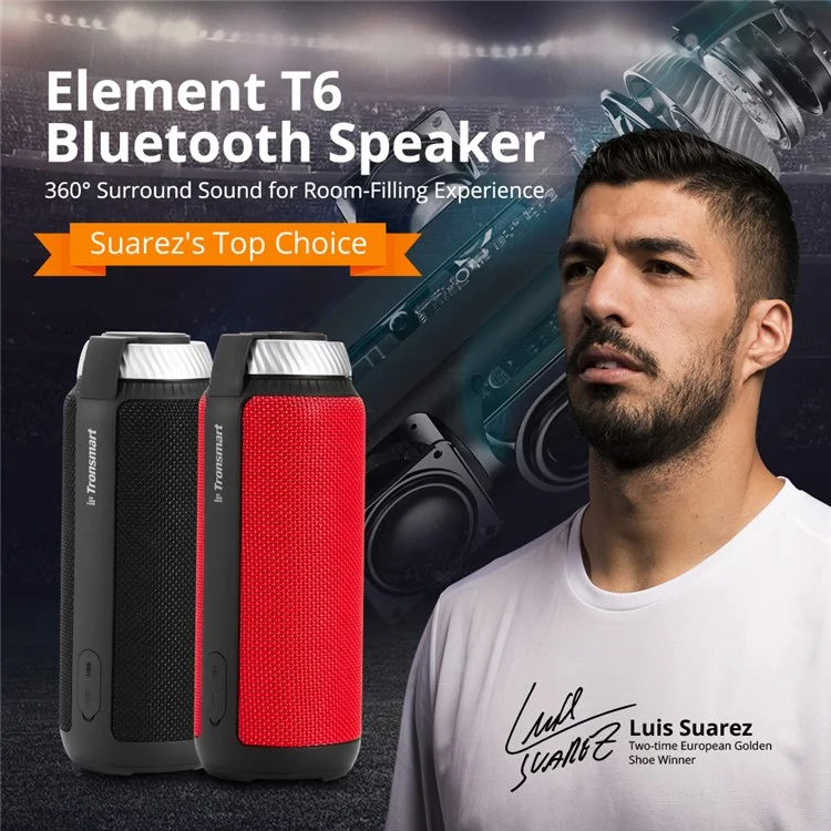 TRONSMART Element T6 DSP Sound Bluetooth Wireless Speaker Supports Aux-input with Mic - Black