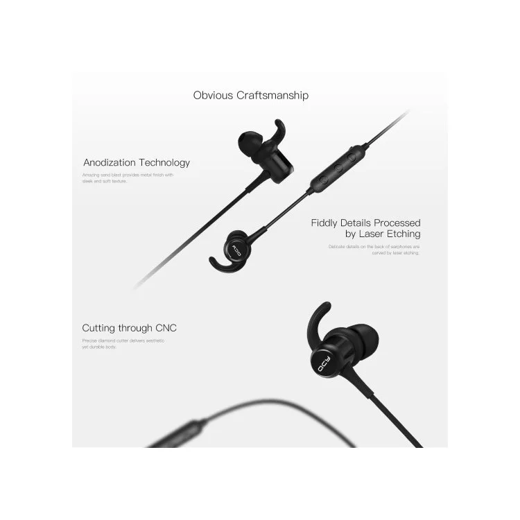 QCY M1C Magnetic Attraction Stereo Bluetooth Sports Headset with Mic for iPhone Samsung Huawei Etc. - Rose