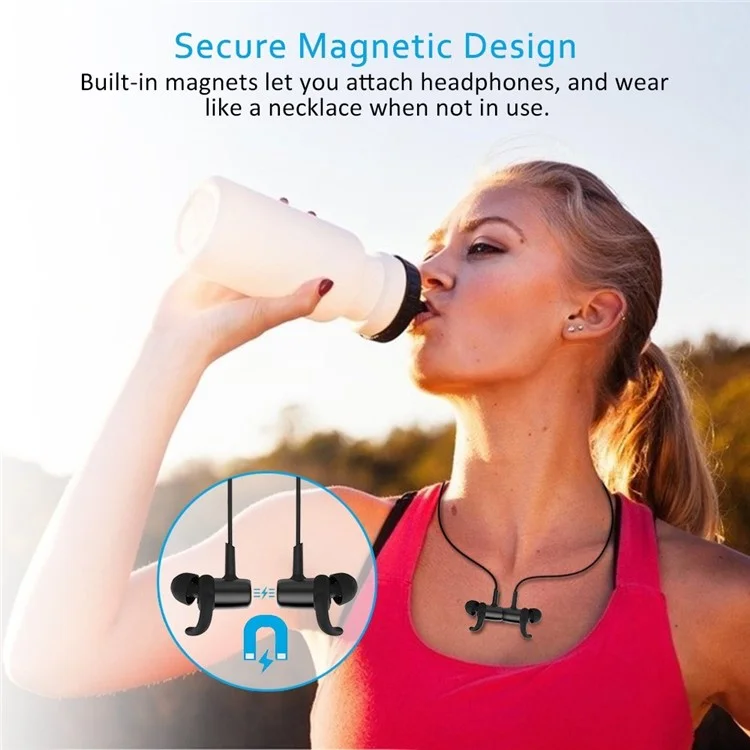 QCY M1C Magnetic Attraction Stereo Bluetooth Sports Headset with Mic for iPhone Samsung Huawei Etc. - Rose