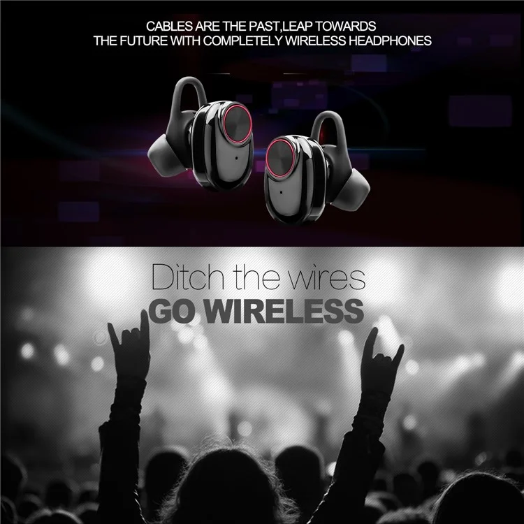 V5 TWS True Wireless Sweatproof Earbuds Bluetooth 4.2 In-ear Earphones with Charging Case - Black