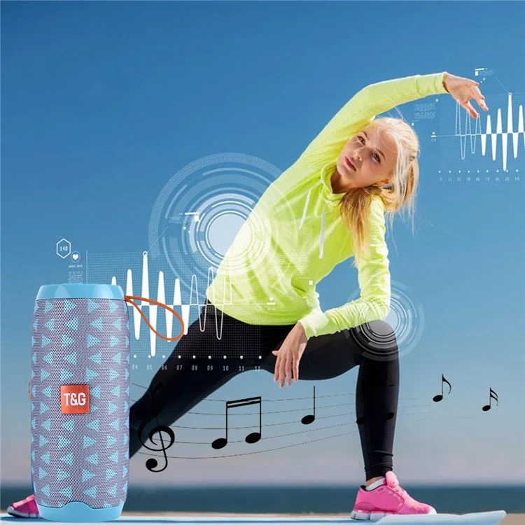 TG106 Alto-falante Bluetooth portátil multifuncional com suporte para microfone TF Card FM Mãos-livres - Ciano/Cinza