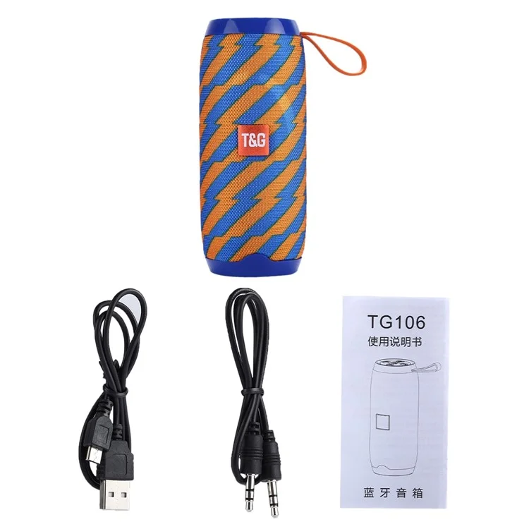 TG106 Rechargeable USB Multi-function Bluetooth-compatible Speaker with MIC Support TF Card FM Hands-free - Blue/Orange
