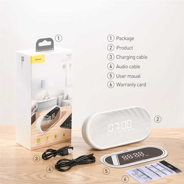 BASEUS Encok 4 en 1 Haut-parleur stéréo sans fil à basse lourde Réveil Bluetooth E09 - Noir