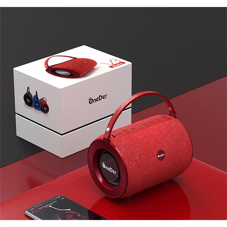 ONEDER V3 Fabric Portable Wireless Bluetooth-compatible Card Stereo Bass Creative Gift Mini Speaker - Red