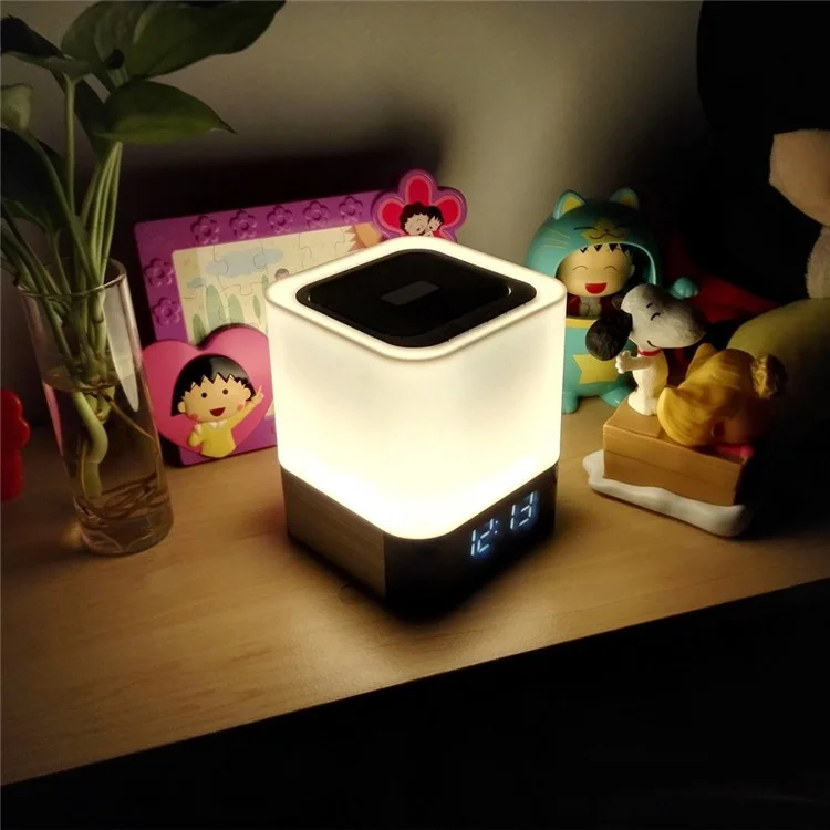 DY28 MUSKY Wireless Bluetooth Speaker with Touchable LED Table Lamp Alarm Clock