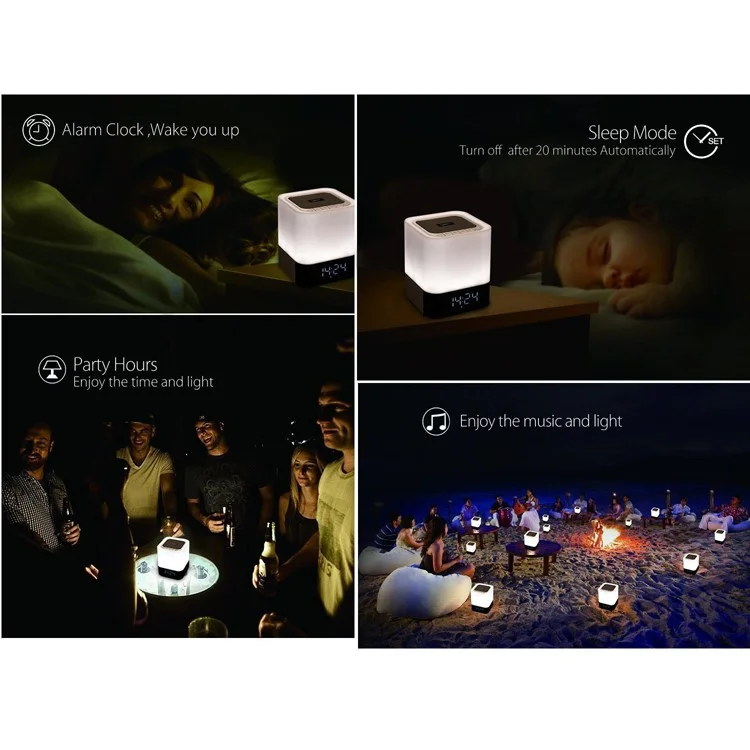 DY28 MUSKY Wireless Bluetooth Speaker with Touchable LED Table Lamp Alarm Clock
