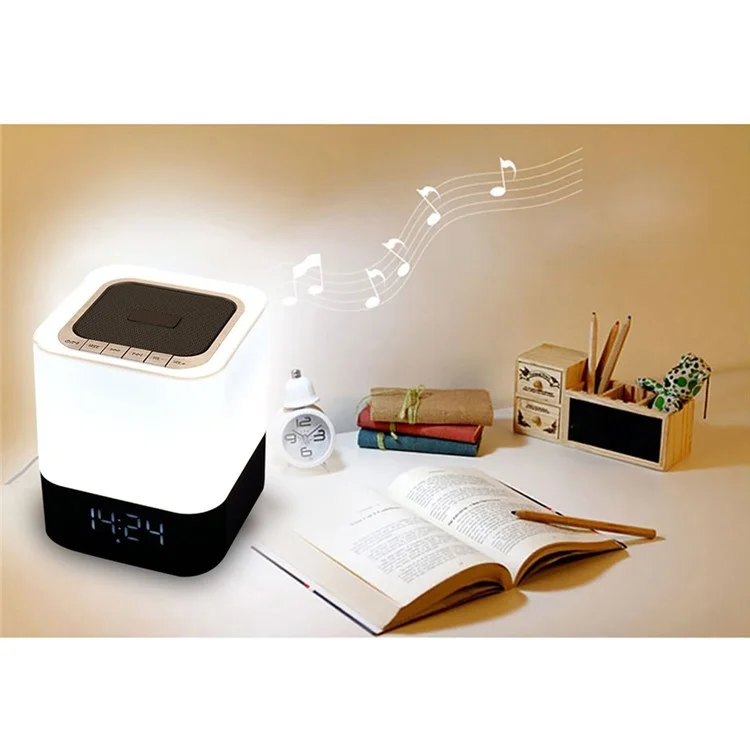 DY28 MUSKY Wireless Bluetooth Speaker with Touchable LED Table Lamp Alarm Clock