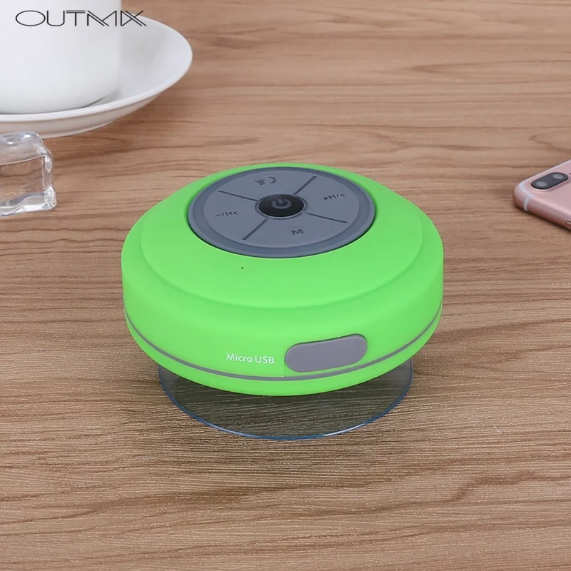 Mini Colunas Portáteis Sem Fios Impermeáveis Compatíveis com Bluetooth com Luz LED e Subwoofer - Verde