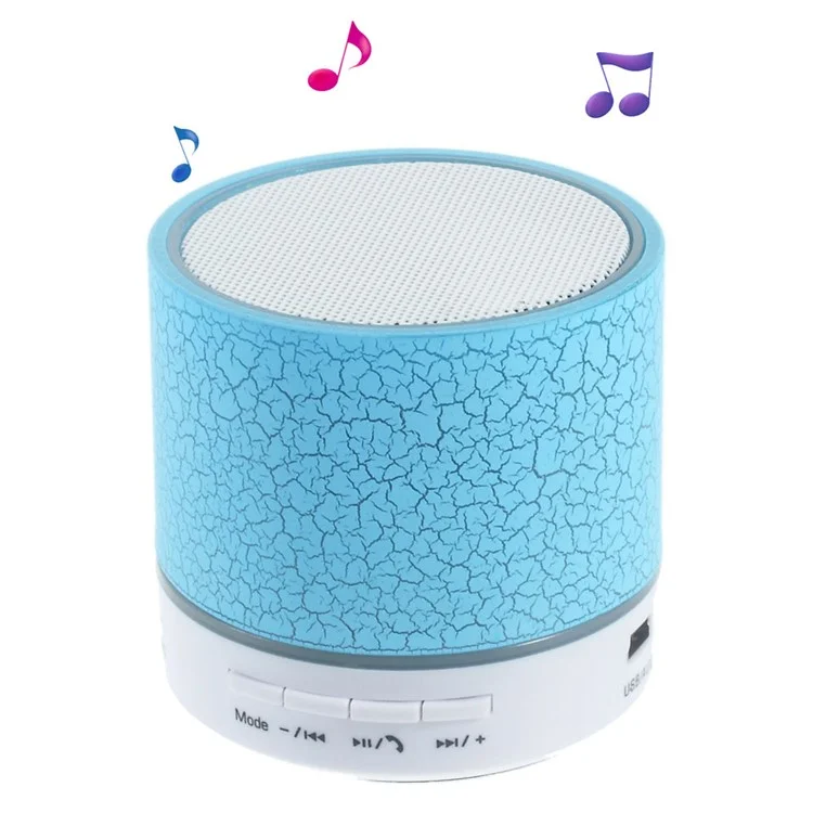 Crack Pattern A9 Stereo Bluetooth-compatible Hands-free Speaker with LED Lights Support TF Card - Blue