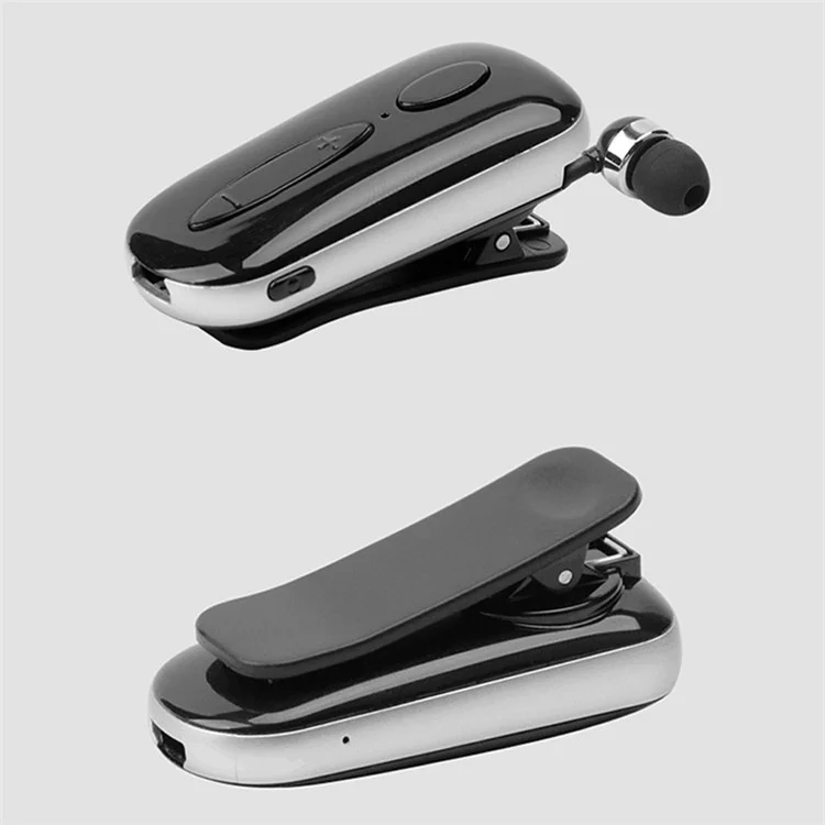 Stereo Wireless Bluetooth-compatible Headset Calls Remind Vibration Wear Clip Driver Auriculares Earphone for Phone - Black/White