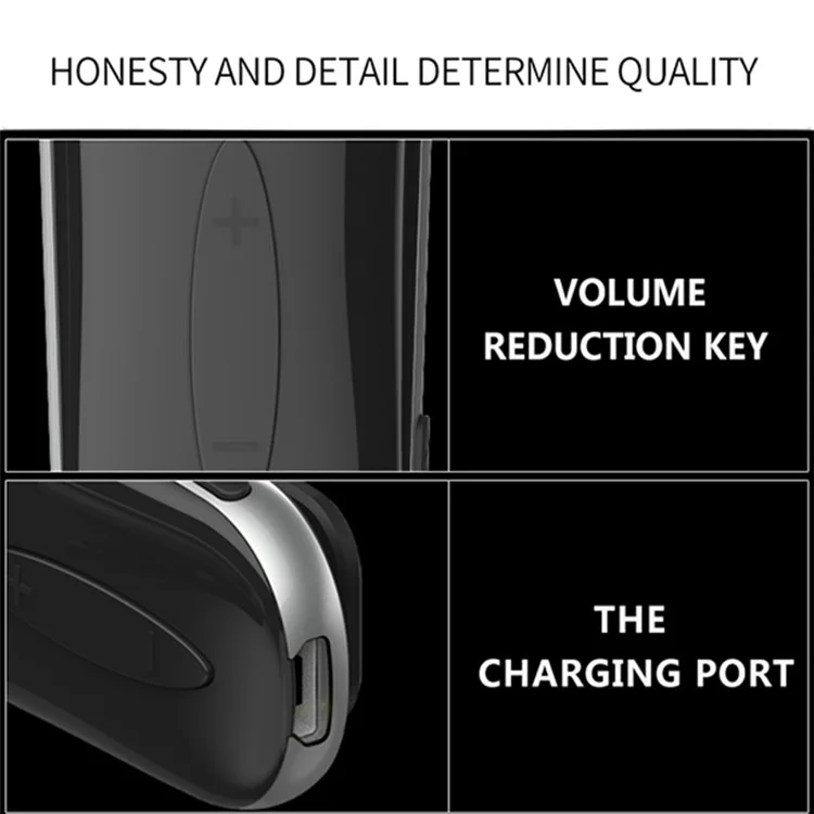 Stereo Wireless Bluetooth-compatible Headset Calls Remind Vibration Wear Clip Driver Auriculares Earphone for Phone - Black/White